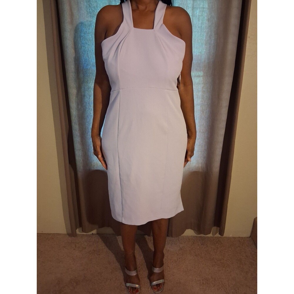 Eva Mendes New York & Company Lavender Midi Sheath Dress Open Back NWT Size  20